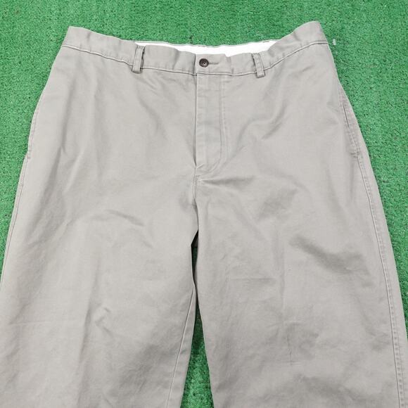 Roundtree & Yorke Pants Mens 36x32 Gray Vintage Chino Cotton Flat Front - Picture 2 of 7